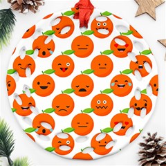 Seamless Background Orange Emotions Illustration Face Smile  Mask Fruits Round Filigree Ornament (two Sides)