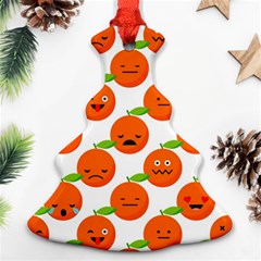 Seamless Background Orange Emotions Illustration Face Smile  Mask Fruits Christmas Tree Ornament (two Sides) by Mariart