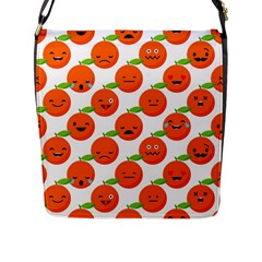 Seamless Background Orange Emotions Illustration Face Smile  Mask Fruits Flap Messenger Bag (l)  by Mariart