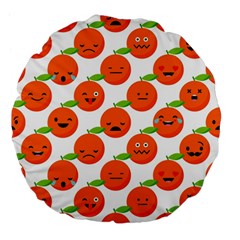 Seamless Background Orange Emotions Illustration Face Smile  Mask Fruits Large 18  Premium Flano Round Cushions