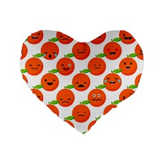 Seamless Background Orange Emotions Illustration Face Smile  Mask Fruits Standard 16  Premium Flano Heart Shape Cushions by Mariart