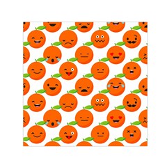 Seamless Background Orange Emotions Illustration Face Smile  Mask Fruits Small Satin Scarf (square) by Mariart