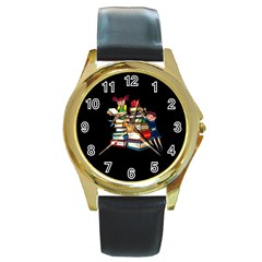 Back to school Round Gold Metal Watch