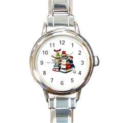 Back To School Round Italian Charm Watch by Valentinaart