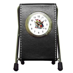 Back To School Pen Holder Desk Clocks by Valentinaart