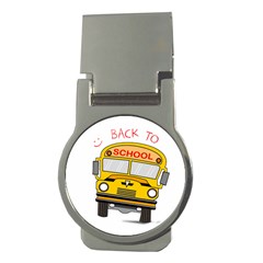 Back To School - School Bus Money Clips (round)  by Valentinaart