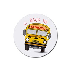 Back To School - School Bus Rubber Coaster (round)  by Valentinaart