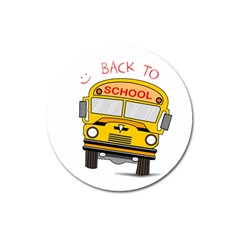 Back To School - School Bus Magnet 3  (round) by Valentinaart