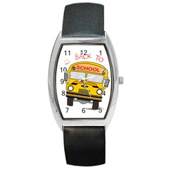 Back To School - School Bus Barrel Style Metal Watch by Valentinaart