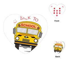 Back To School - School Bus Playing Cards (heart)  by Valentinaart