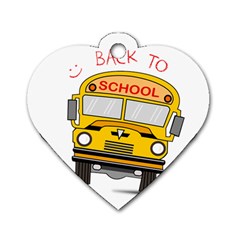 Back To School - School Bus Dog Tag Heart (one Side) by Valentinaart