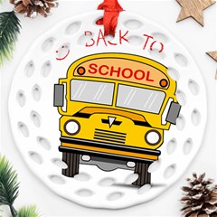 Back To School - School Bus Ornament (round Filigree) by Valentinaart