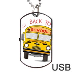 Back To School - School Bus Dog Tag Usb Flash (two Sides) by Valentinaart