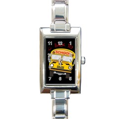 Back To School - School Bus Rectangle Italian Charm Watch by Valentinaart