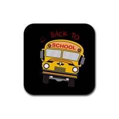 Back To School - School Bus Rubber Coaster (square)  by Valentinaart