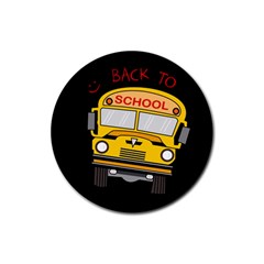 Back To School - School Bus Rubber Coaster (round)  by Valentinaart