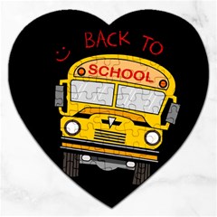 Back To School - School Bus Jigsaw Puzzle (heart) by Valentinaart