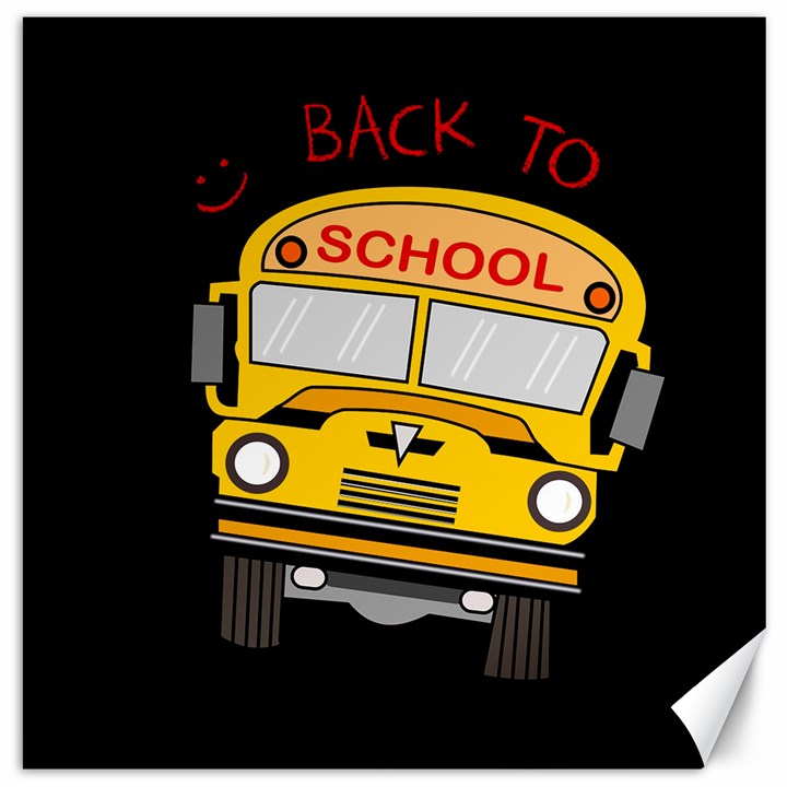 Back to school - school bus Canvas 12  x 12  