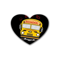 Back To School - School Bus Rubber Coaster (heart)  by Valentinaart