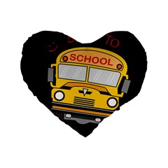 Back To School - School Bus Standard 16  Premium Heart Shape Cushions by Valentinaart