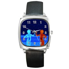 Space Boys  Square Metal Watch by Valentinaart