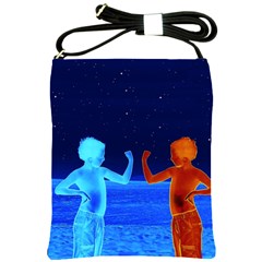 Space Boys  Shoulder Sling Bags by Valentinaart