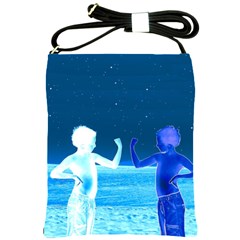 Space Boys  Shoulder Sling Bags by Valentinaart