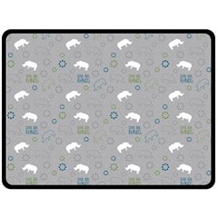 Shave Our Rhinos Animals Monster Fleece Blanket (large)  by Mariart