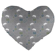 Shave Our Rhinos Animals Monster Large 19  Premium Flano Heart Shape Cushions by Mariart