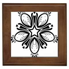 Star Sunflower Flower Floral Black Framed Tiles