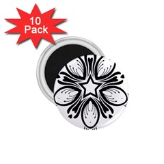 Star Sunflower Flower Floral Black 1 75  Magnets (10 Pack) 