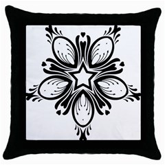 Star Sunflower Flower Floral Black Throw Pillow Case (black)