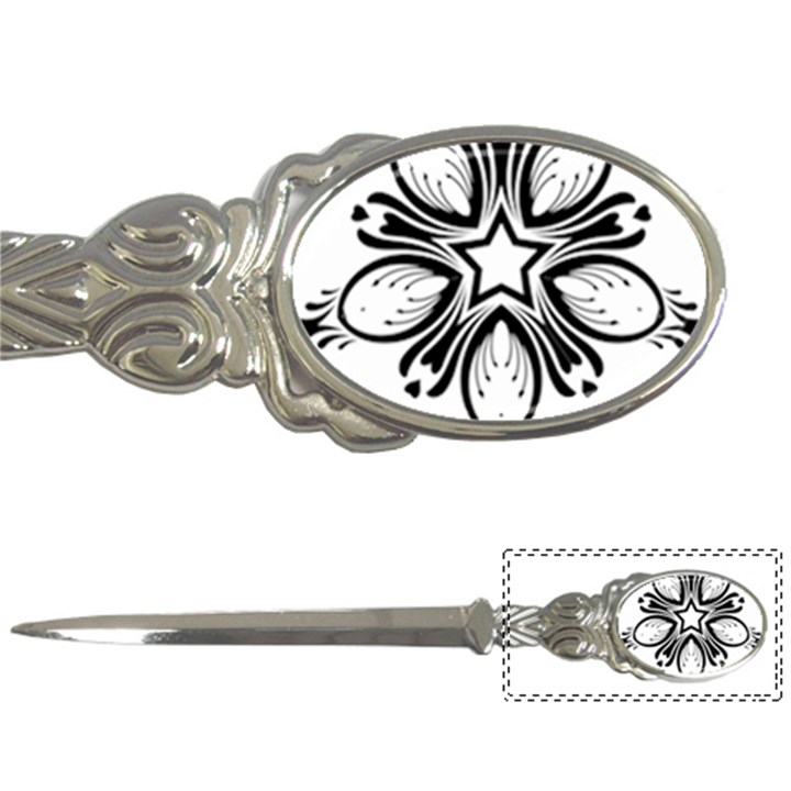 Star Sunflower Flower Floral Black Letter Openers