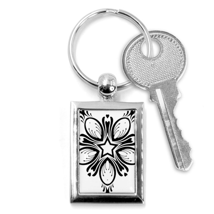 Star Sunflower Flower Floral Black Key Chains (Rectangle) 