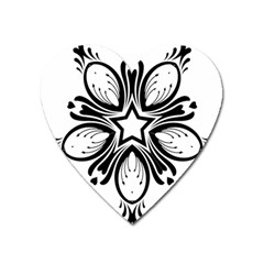 Star Sunflower Flower Floral Black Heart Magnet by Mariart