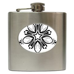 Star Sunflower Flower Floral Black Hip Flask (6 Oz)