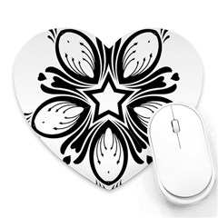 Star Sunflower Flower Floral Black Heart Mousepads by Mariart