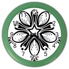 Star Sunflower Flower Floral Black Color Wall Clocks by Mariart