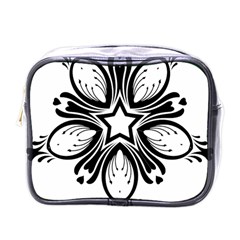 Star Sunflower Flower Floral Black Mini Toiletries Bags by Mariart