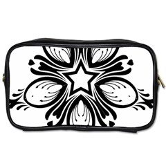 Star Sunflower Flower Floral Black Toiletries Bags