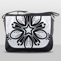 Star Sunflower Flower Floral Black Messenger Bags by Mariart