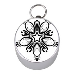 Star Sunflower Flower Floral Black Mini Silver Compasses