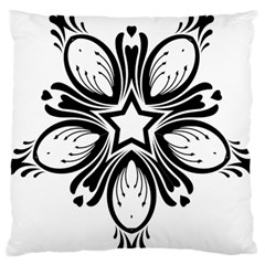 Star Sunflower Flower Floral Black Large Flano Cushion Case (one Side) by Mariart