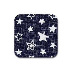 Star Space Line Blue Art Cute Kids Rubber Square Coaster (4 Pack)  by Mariart