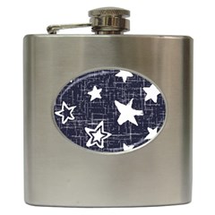 Star Space Line Blue Art Cute Kids Hip Flask (6 Oz) by Mariart