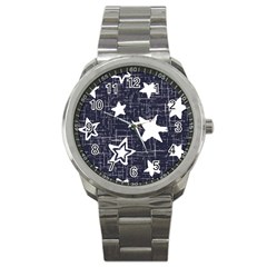 Star Space Line Blue Art Cute Kids Sport Metal Watch by Mariart