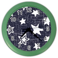 Star Space Line Blue Art Cute Kids Color Wall Clocks by Mariart