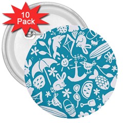 Summer Icons Toss Pattern 3  Buttons (10 Pack)  by Mariart