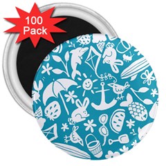 Summer Icons Toss Pattern 3  Magnets (100 Pack) by Mariart