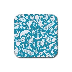 Summer Icons Toss Pattern Rubber Coaster (square)  by Mariart